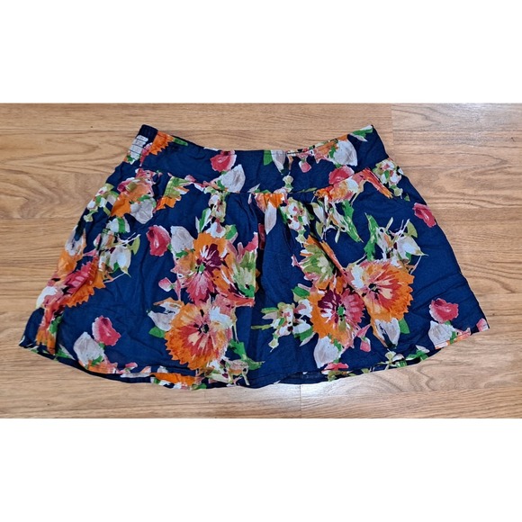 Aéropostale Dresses & Skirts - Aeropostale Women's Blue Flowers  Mini Skirt L Pockets Lined Boho Elastic Waist